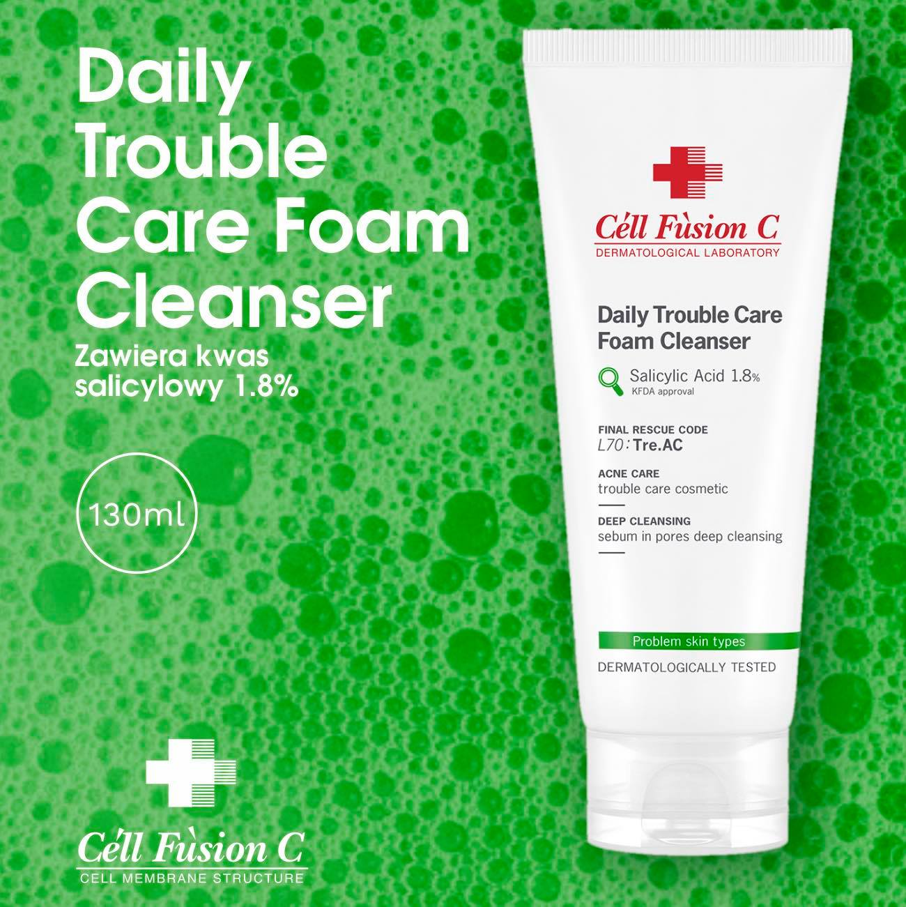 Idealne oczyszczenie dla tłustej, problematycznej cery – Daily Trouble Care Foam Cleanser.